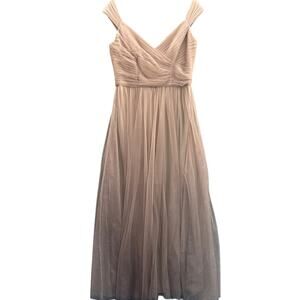 Sorella Vita Champagne Blush Tulle Maxi Bridesmaid Dress Evening Gown Women 16